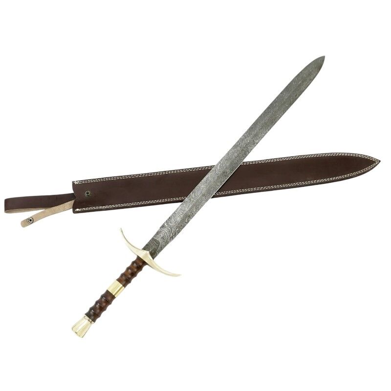 Bastard Sword- High Carbon Damascus Steel Sword- 37 - Longsword
